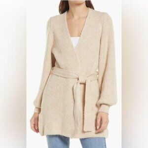 NWT Topshop Stone Beige Chunky Cable Knit Long Cardigan Wool Sweater Size Medium
